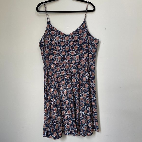 Gap Blue Floral Fit & Flare Cami Dress - Picture 1 of 5